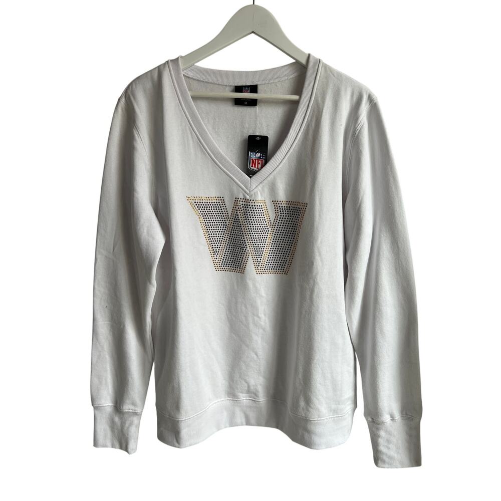 NFL Washington Commanders Womens Rhinestone Sweatshirt white Size Medium - Picture 2 of 13